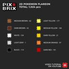 Flareon Puzzle 2D - 25.5 x 25.5cm - Pix Brix