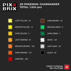 Charmander Puzzle 2D - 25.5 x 25.5cm - Pix Brix