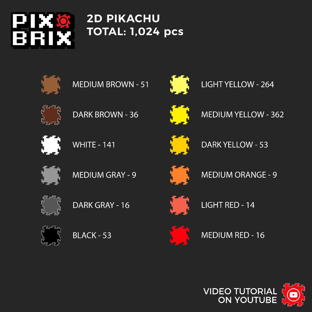 Pikachu Puzzle 2D - 25.5 x 25.5cm - Pix Brix