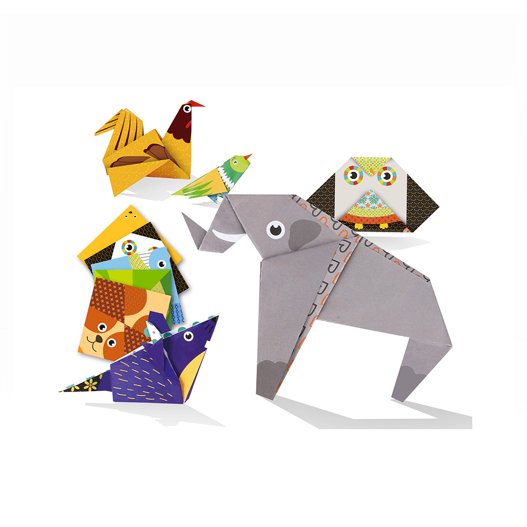 Kit de Origami Infantil Mundo Animal - 30 Animales - Origami
