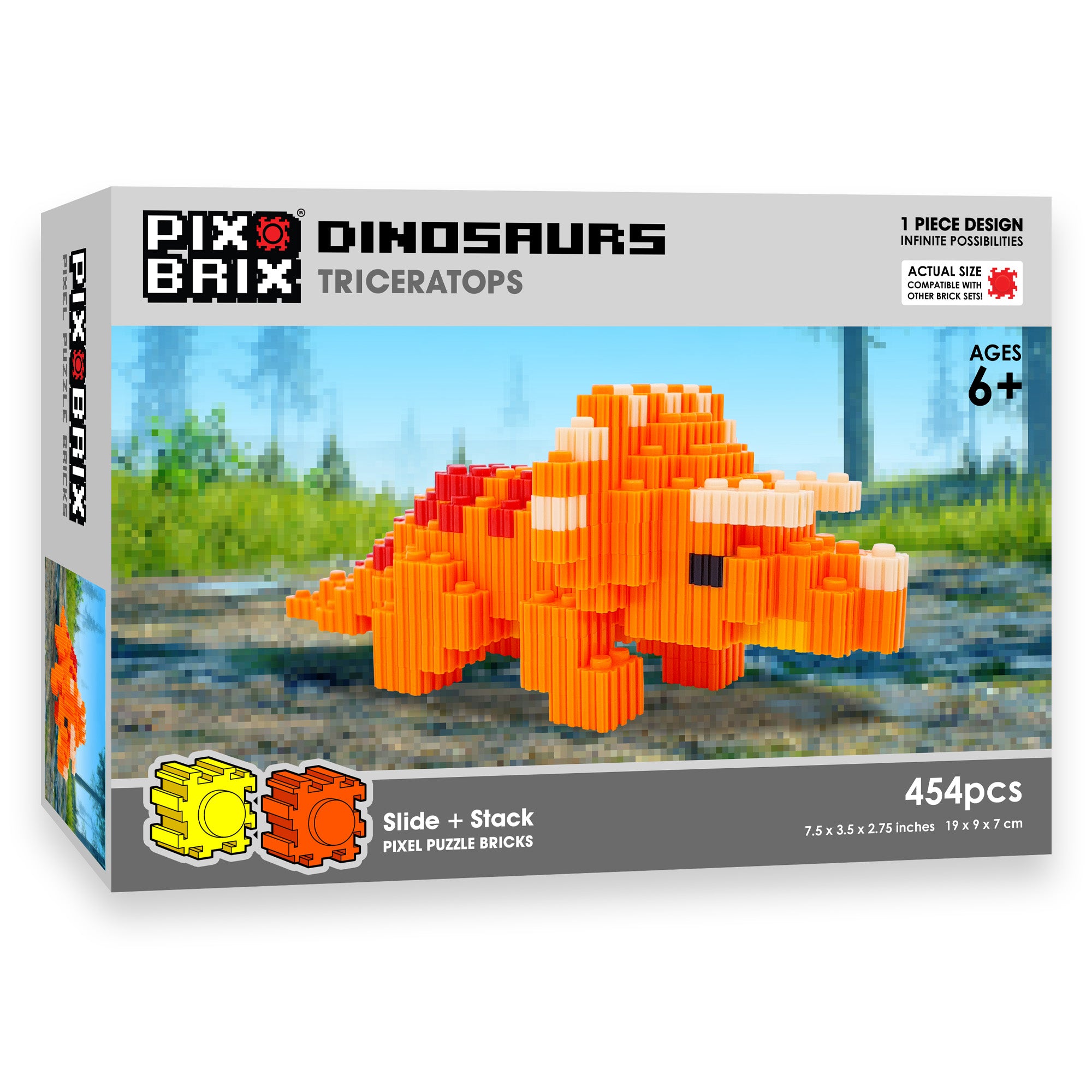 Triceratops - Figuras Dinosaurio Pix Brix 3D