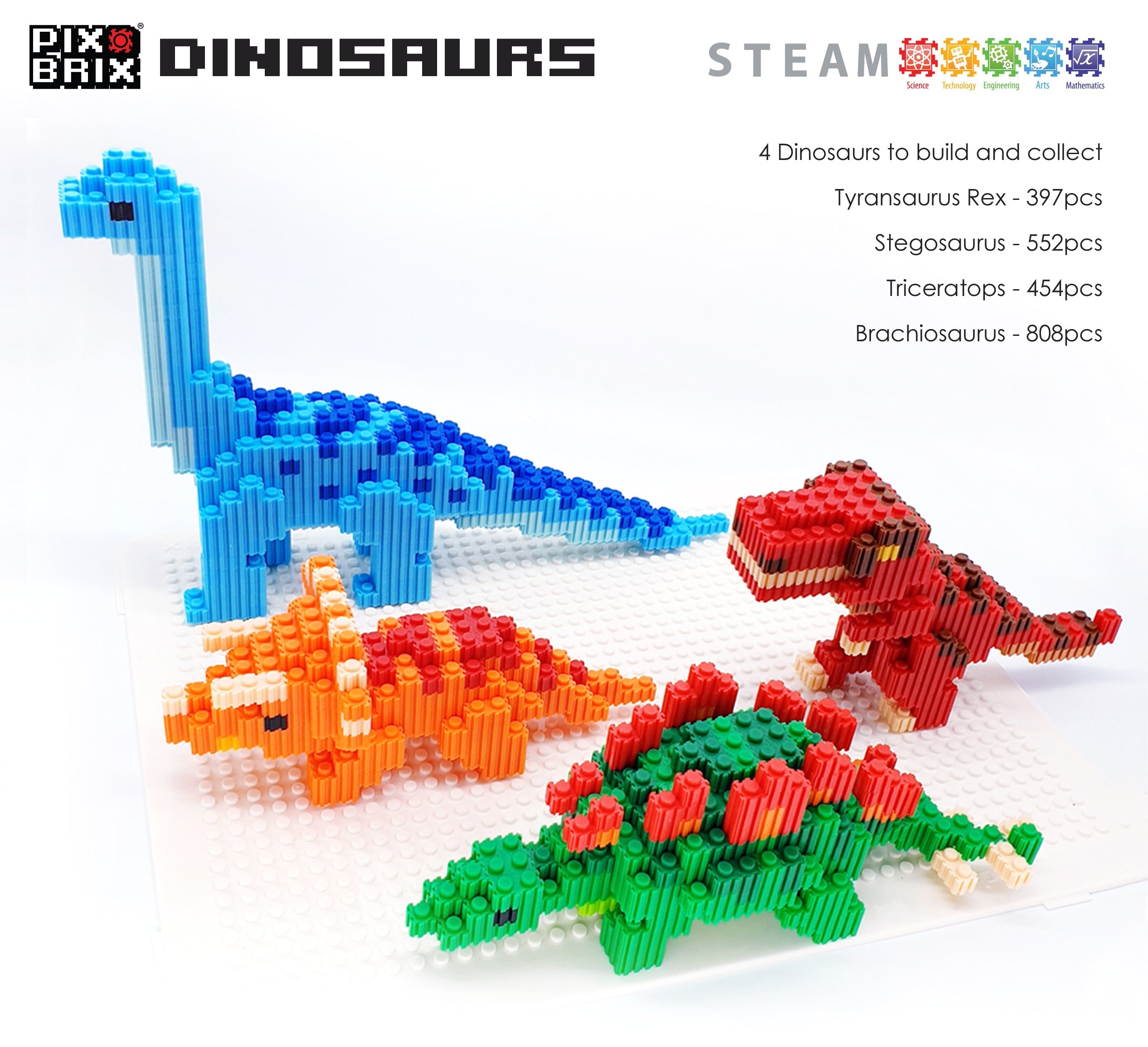 Triceratops - Figuras Dinosaurio Pix Brix 3D