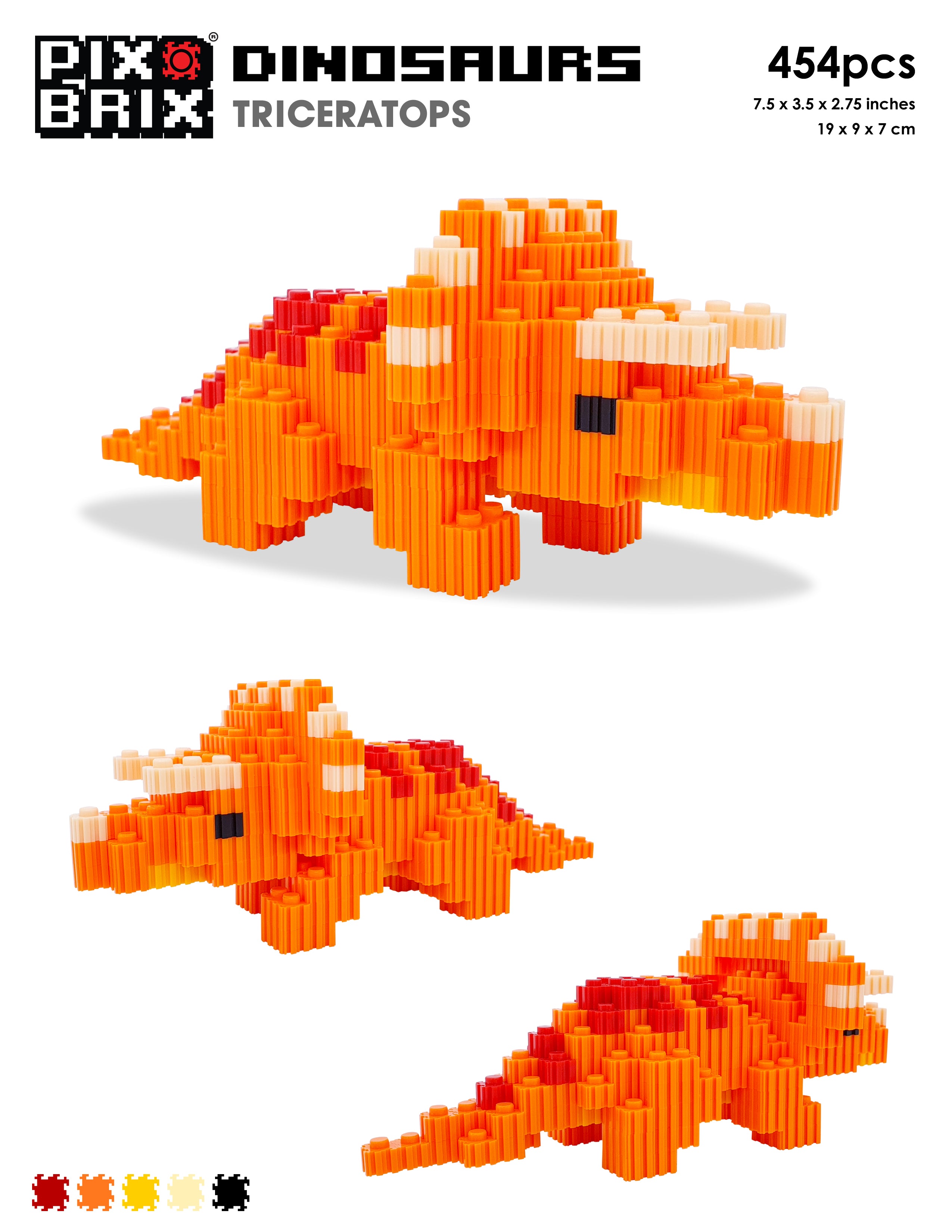 Triceratops - Figuras Dinosaurio Pix Brix 3D