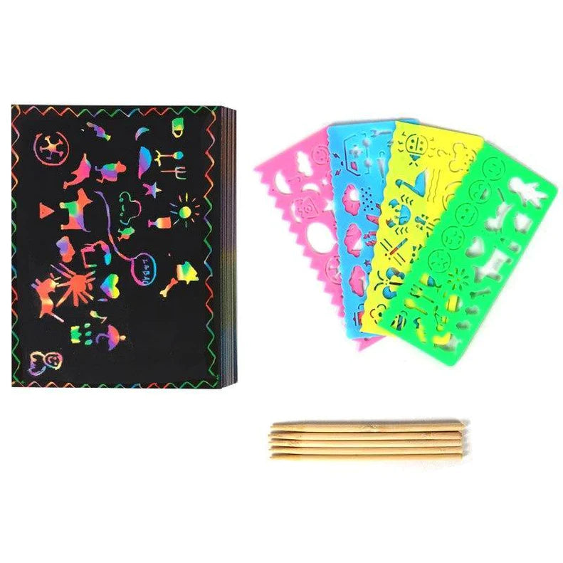 Set 50 de Hojas Para Raspar con Accesorios - Scratch Art