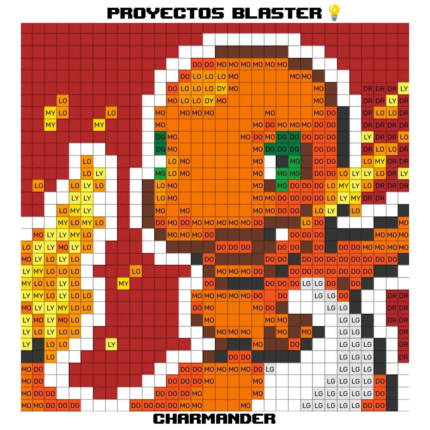 Charmander Puzzle 2D - 25.5 x 25.5cm - Pix Brix