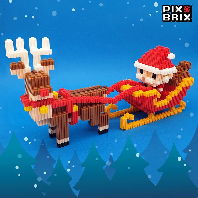 Rudolf y Santa Armable 3D  - Pix Brix