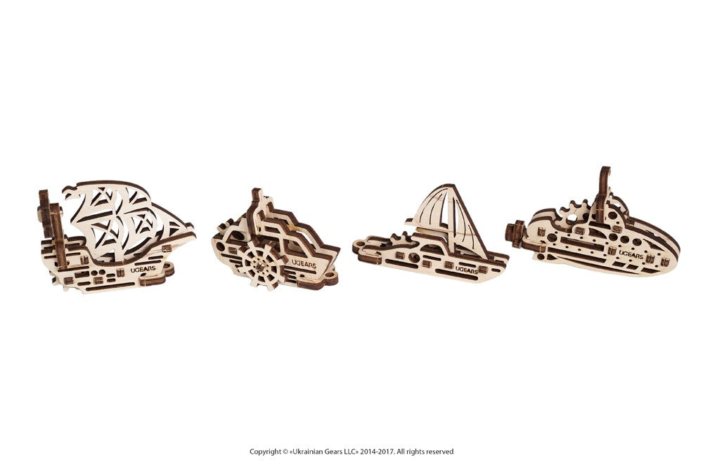 Set de 4 Mini Maquetas - Barcos - Maqueta 3d de Madera - Ugears