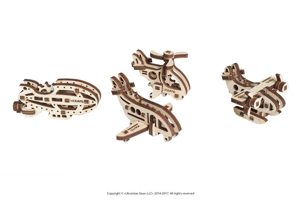 Set de 4 Mini Maquetas - Aeronaves - Maqueta 3d de Madera - Ugears