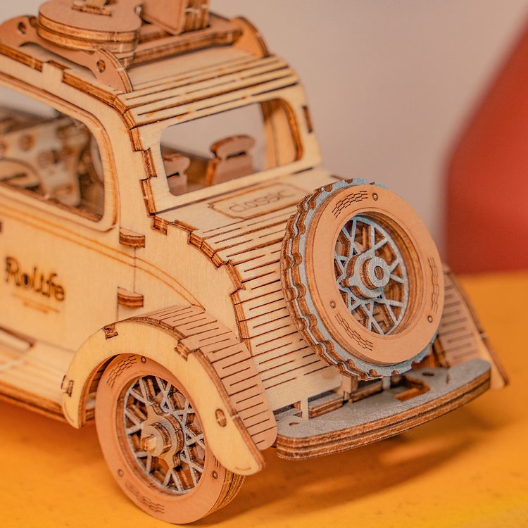 Vintage French Car - Guitarra - Rompecabezas 3D - Maqueta de Madera Rolife
