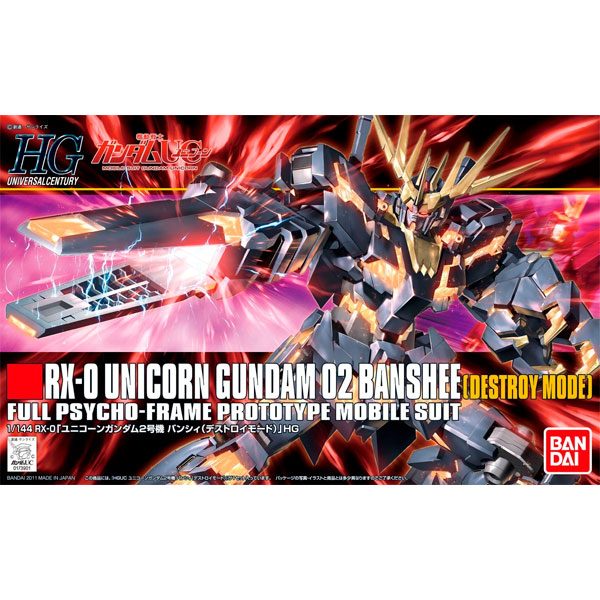 HGUC 1/144 RX-0 Unicorn Gundam 02 Banshee (Destroy Mode) - Model Kit Articulado - Bandai