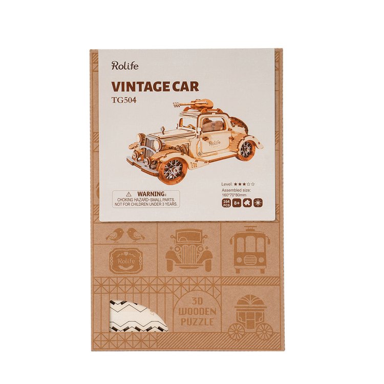 Vintage French Car - Guitarra - Rompecabezas 3D - Maqueta de Madera Rolife