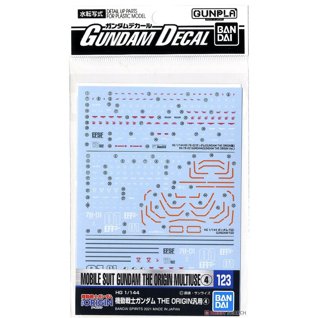 GUNDAM DECAL 123 Mobile Suit The Origin Multiuse 4 - Model Kit Articulado - Bandai