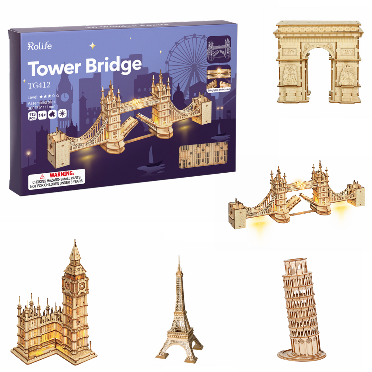 Eiffel Tower - Rompecabezas 3D - Maqueta de Madera Rolife