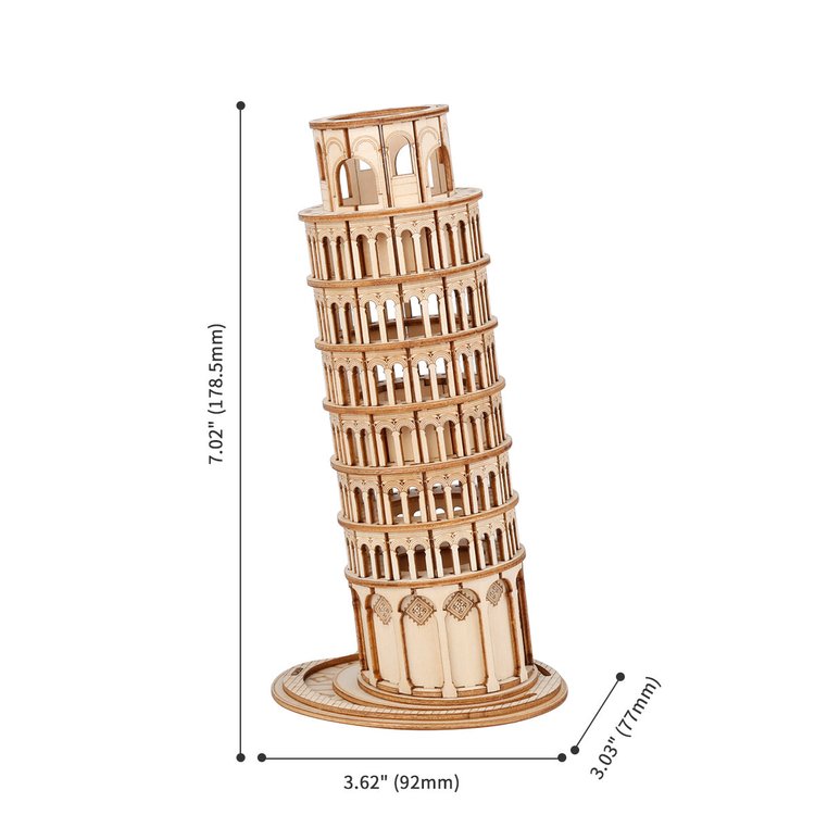 Torre inclinada de Pisa - Rompecabezas 3D - Maqueta de Madera Rolife