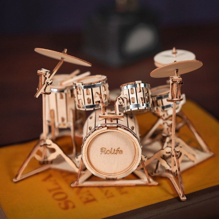 Drum Kit - Mini Batería - Maqueta de Madera Rolife