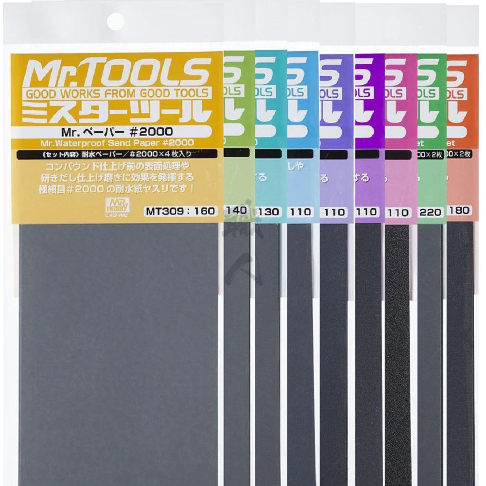 MT302 Mr.Waterproof Sand Paper Fine Set (6 Pcs) - Mr.Hobby - GSI