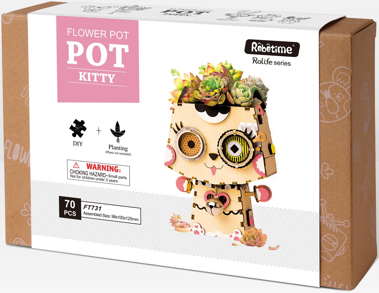 Pot Kitty - Macetero de Gato - Maqueta de Madera