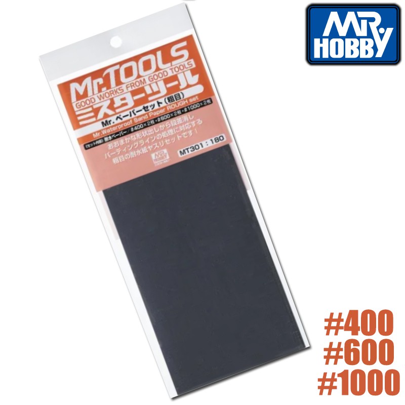MT301 Mr.Waterproof Sand Paper Rough Set (6 Pcs) - Mr.Hobby - GSI