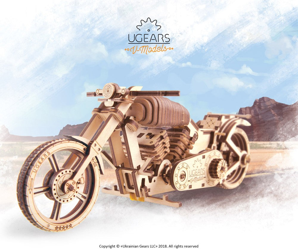 Motocicleta VM-02 - Maqueta Mecánica de Madera - Ugears